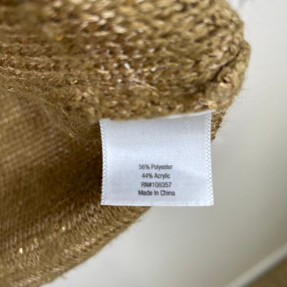 A.N.A. Womens Sweater Sz L Sequin Fairy Grunge Whimsigoth Boho Gold Metallic - Picture 9 of 10